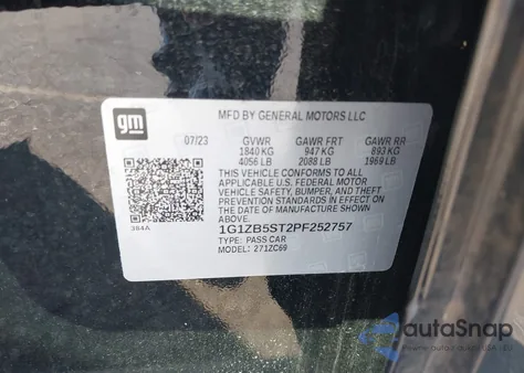 2023 Chevrolet Malibu Ls из США, поврежденный, VIN 1G1ZB5ST2PF252757